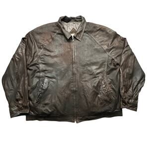 Remy Leather Bomber Lightweight Full Zip Bomber Jacket Mens XL 46 Brown